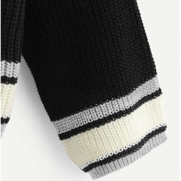 SHEIN Striped Cuff and Hem Colorblock Sweater - Picture 4 of 6